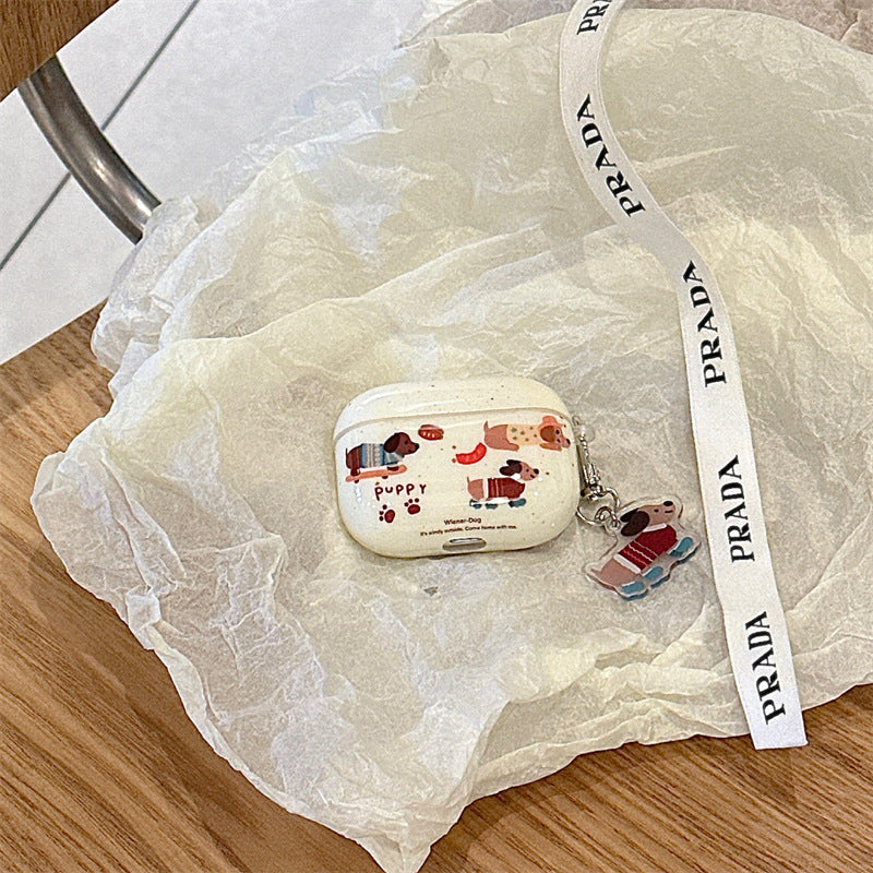 C155 Airpods 保护壳 可爱滑板腊肠狗+挂件