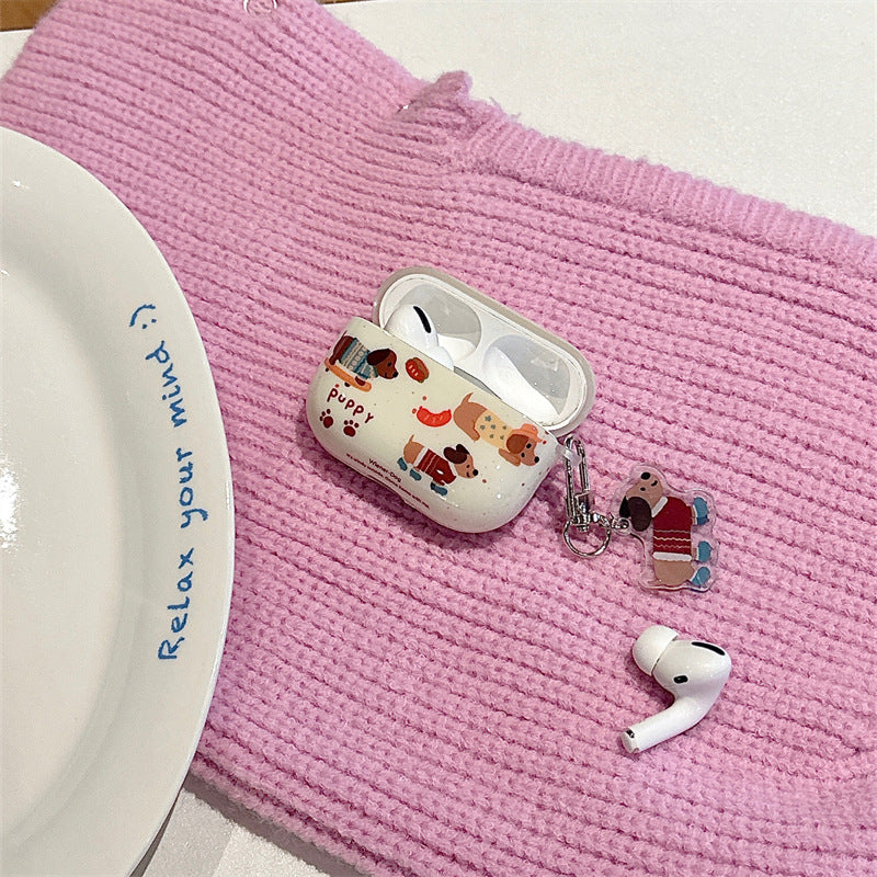 C155 Airpods 保护壳 可爱滑板腊肠狗+挂件