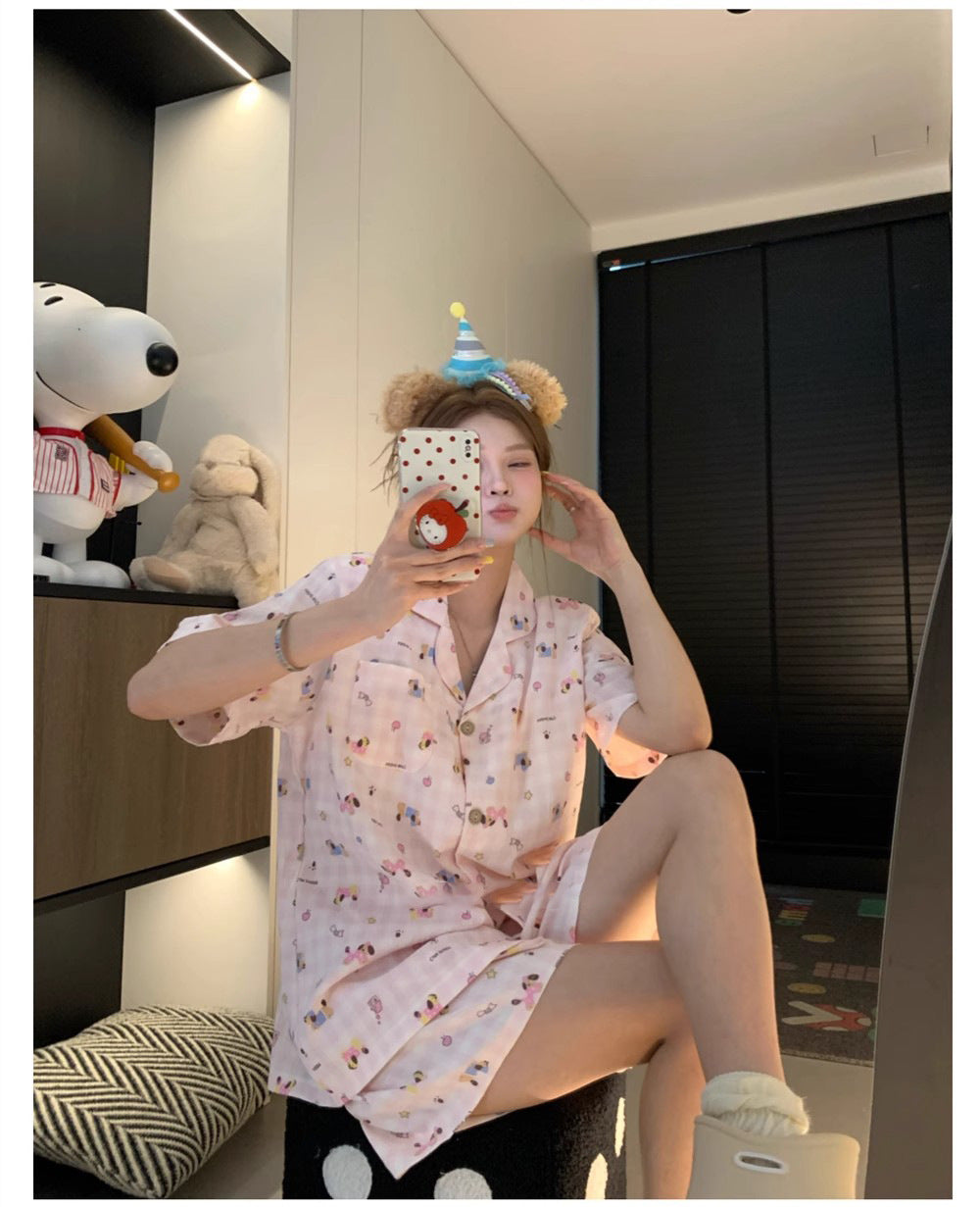SW012 Ins云朵棉短袖套装