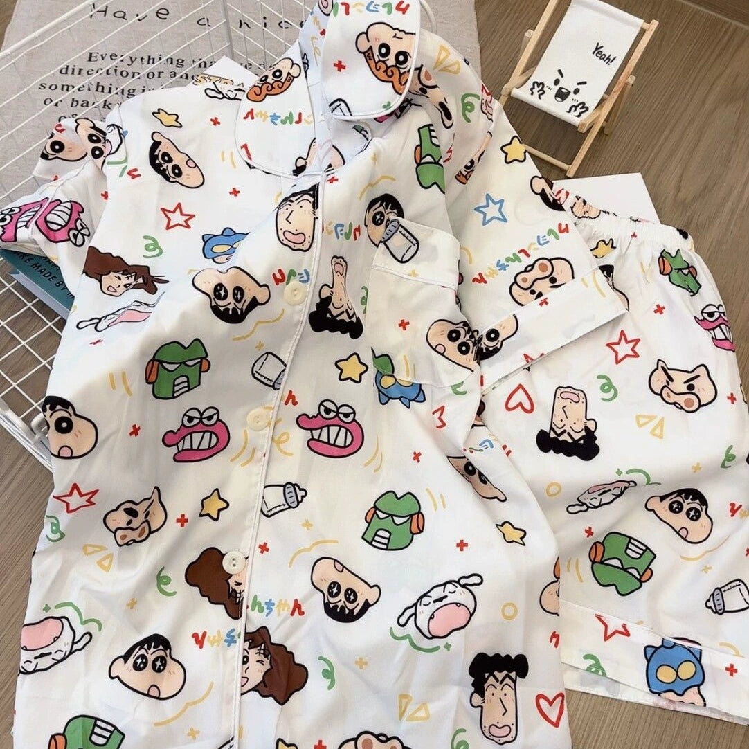 SW032 牛奶丝蜡笔小新睡衣套装