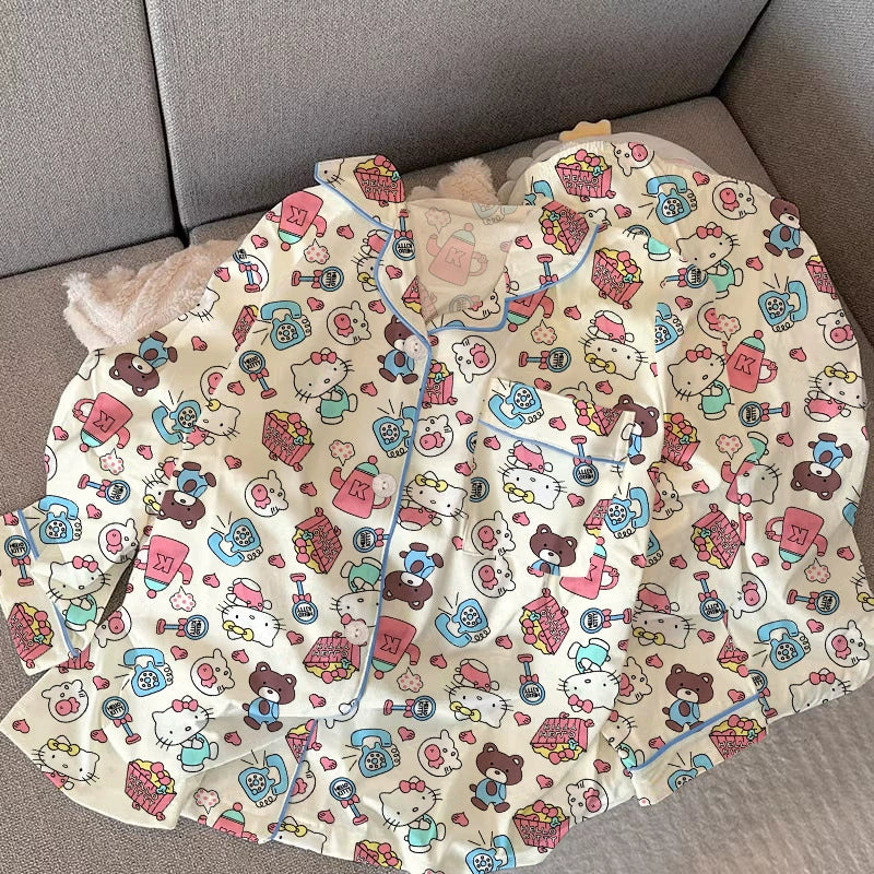 SW030 牛奶丝长袖睡衣套装