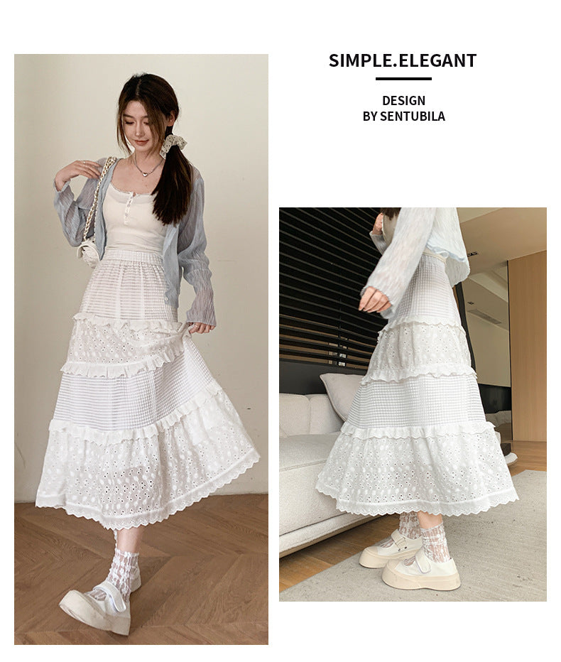 BB022 白色碎花蛋糕裙