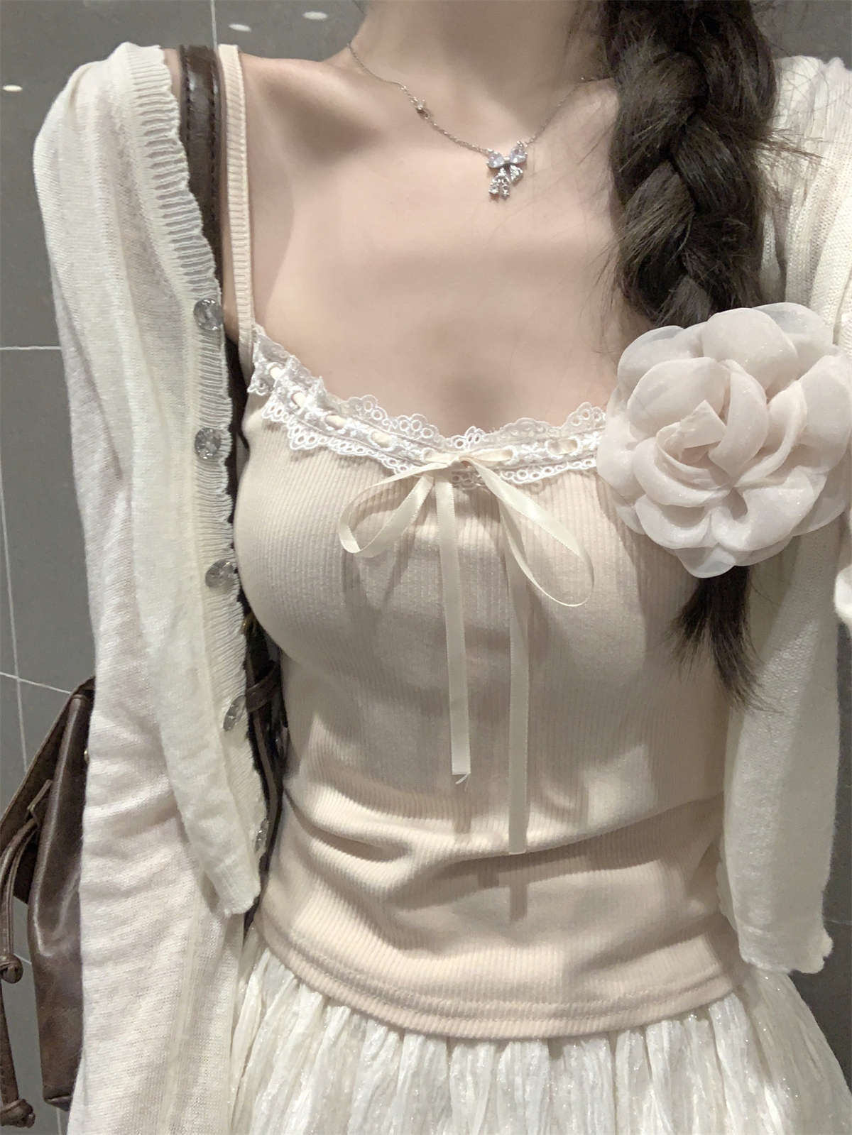 TB012 带胸垫吊带女蕾丝花边吊带