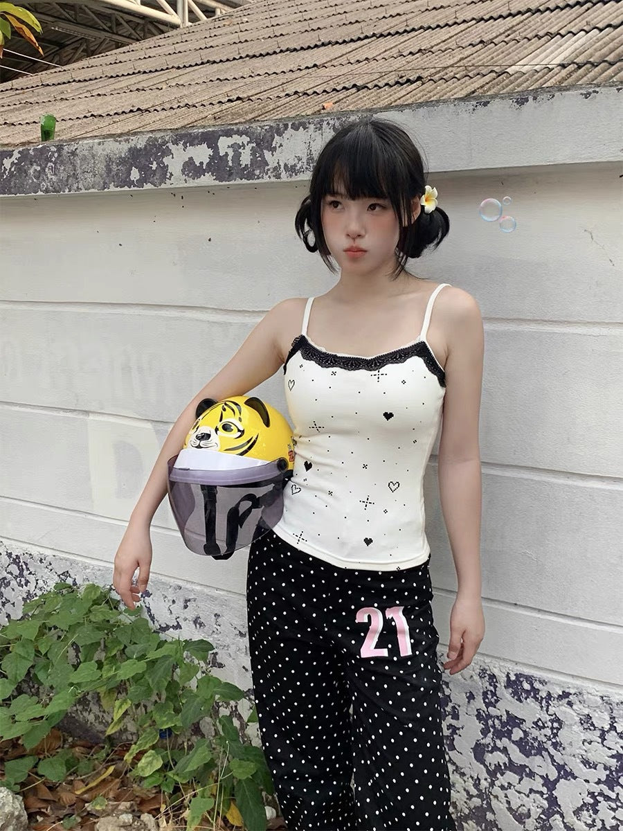 TP033 蕾丝边修身短款小吊带