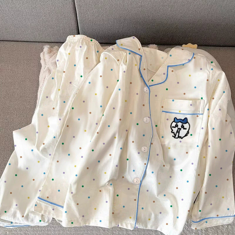 SW030 牛奶丝长袖睡衣套装