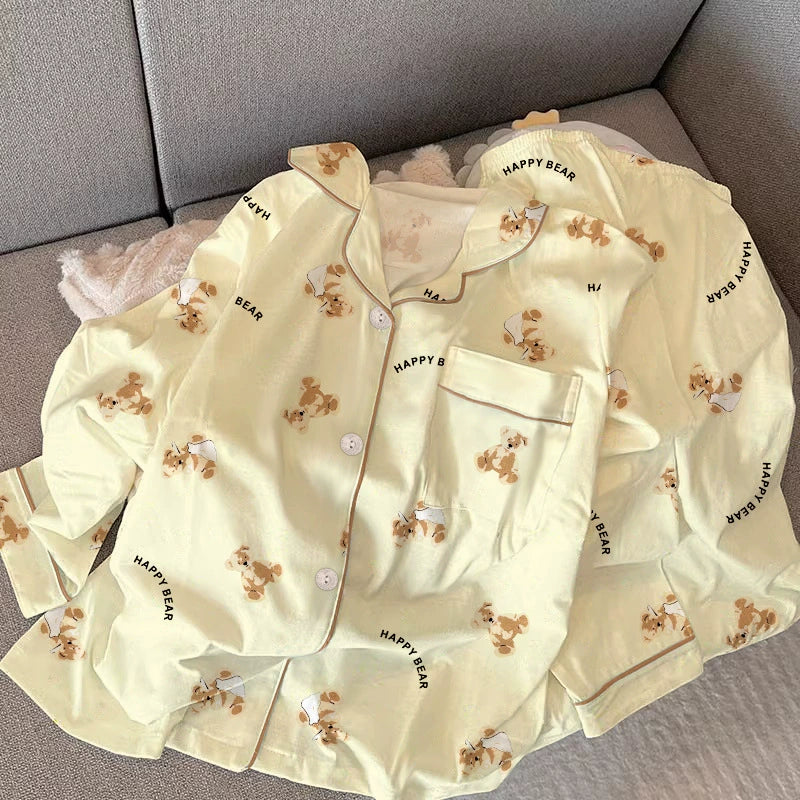 SW030 牛奶丝长袖睡衣套装