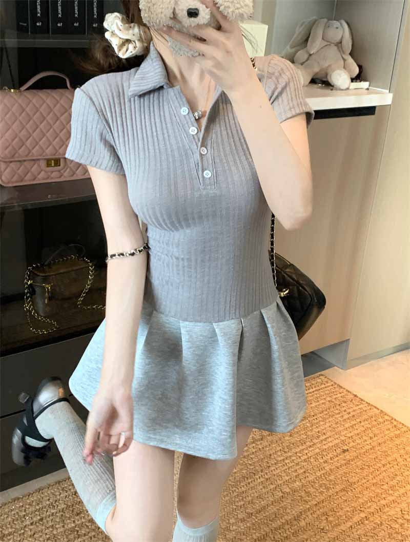DS007 简约小众Polo领连衣裙
