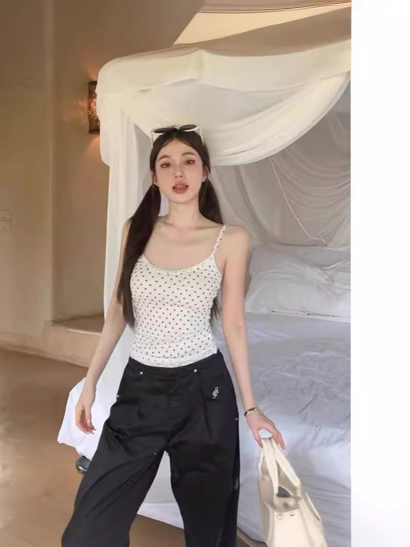 TP034 波点蕾丝吊带