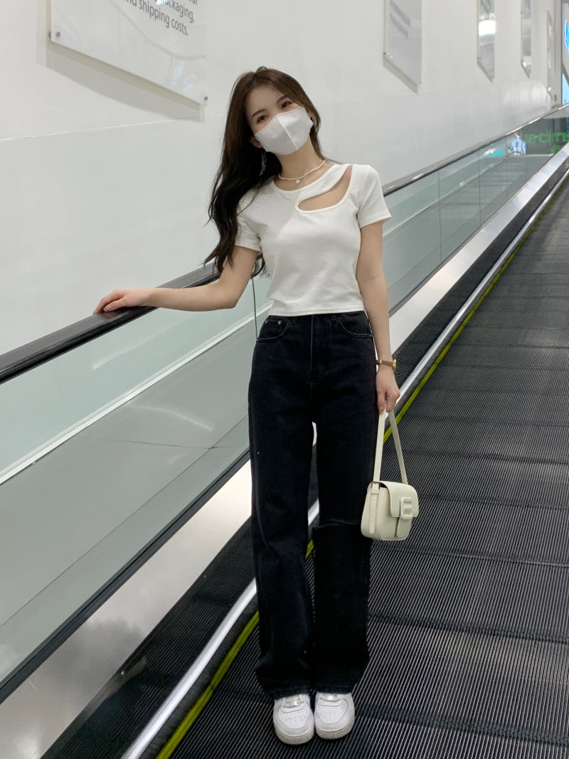 TP088 设计感镂空上衣