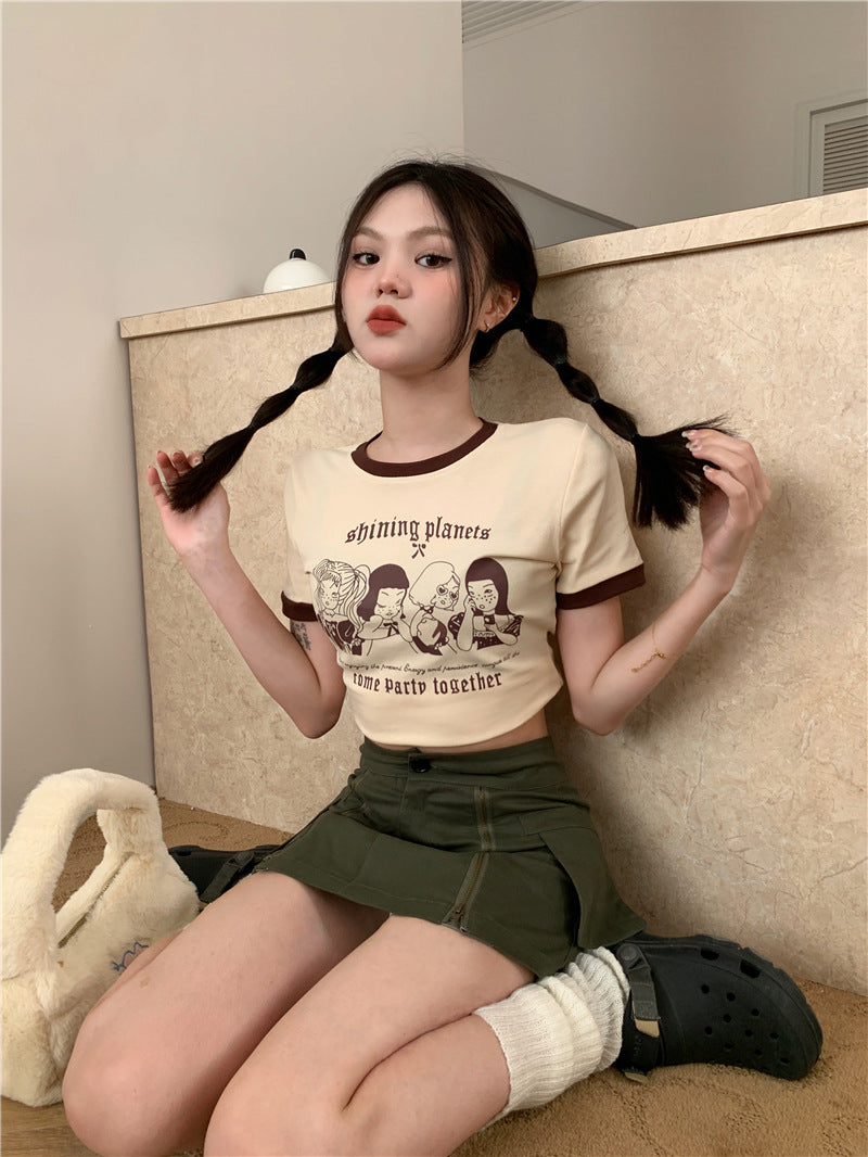 TP093 夏季美式复古印花t恤
