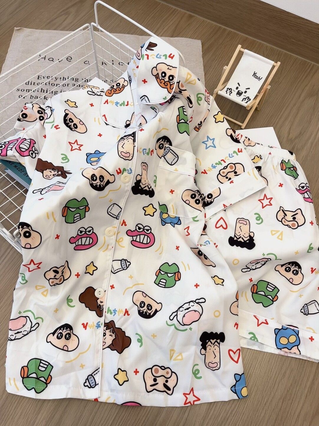SW032 牛奶丝蜡笔小新睡衣套装