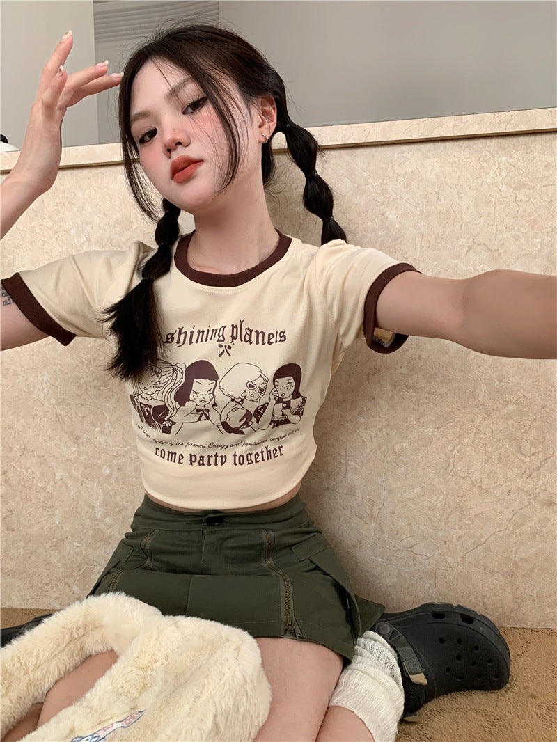 TP093 夏季美式复古印花t恤