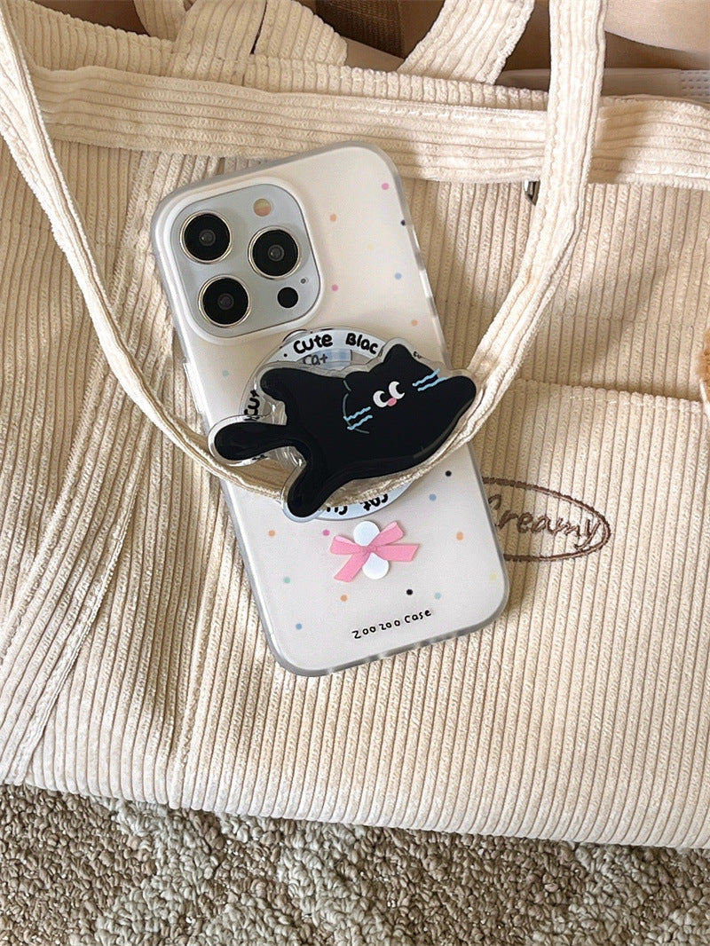 CY009 波点蝴蝶结猫咪磁吸手机壳