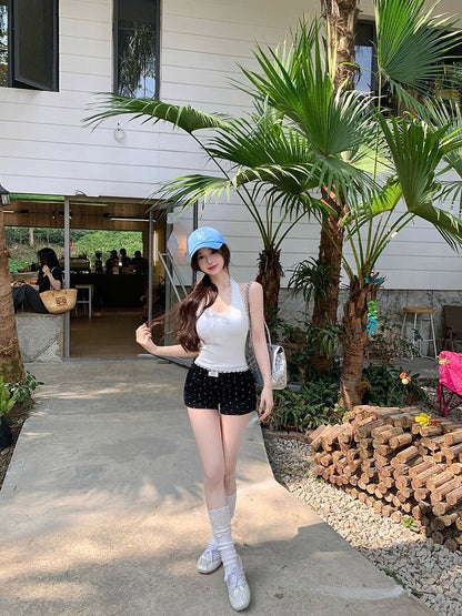 TB017 挂脖蕾丝吊带小背心