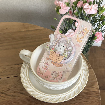 CA008 花篮蝴蝶猫咪磁吸手机壳