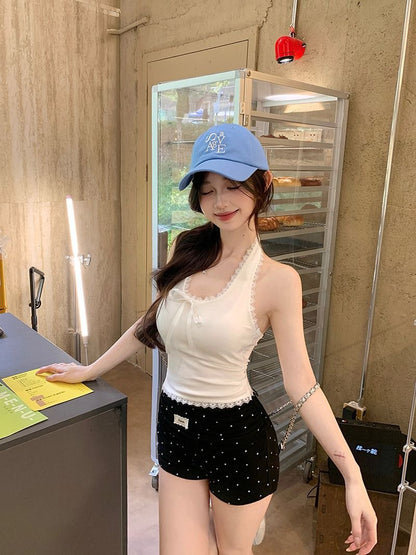 TB017 挂脖蕾丝吊带小背心