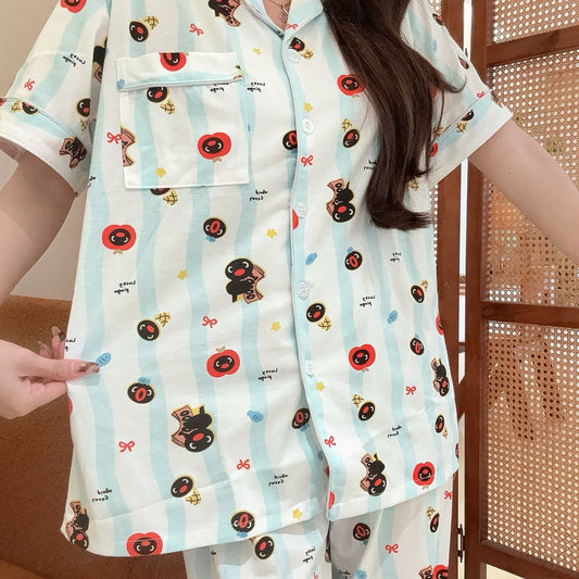 SW021 棉质Pingu条纹睡衣套装