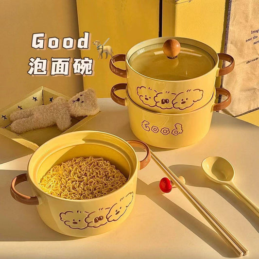 W013 三只小狗泡面碗带盖