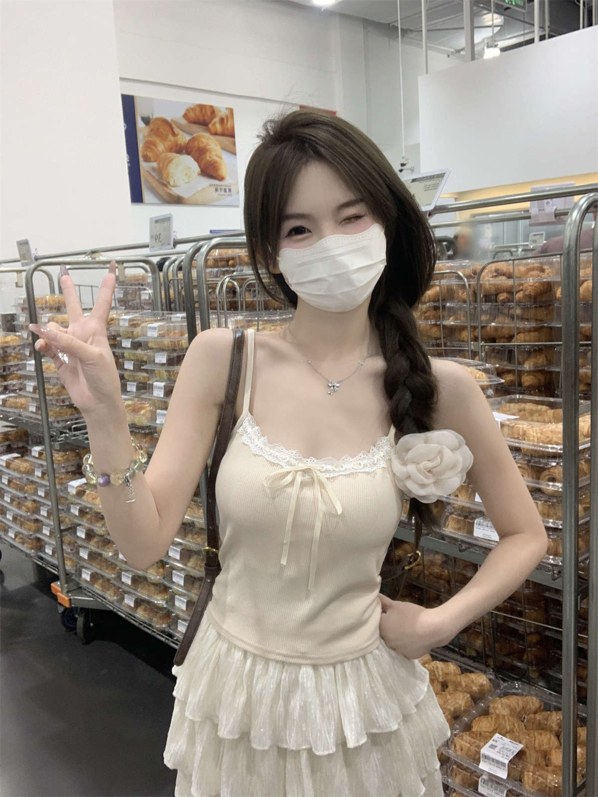 TB012 带胸垫吊带女蕾丝花边吊带