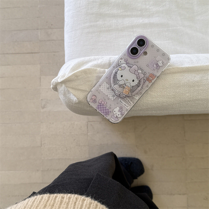 CY013 紫色波点KT磁吸手机壳
