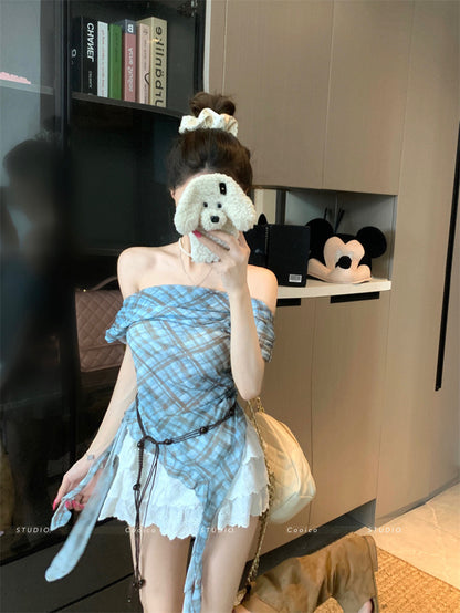 TP113 碎花不规则斜肩上衣