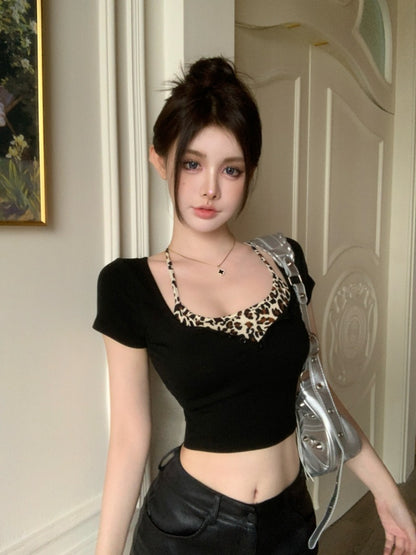 TP116 吊带假两件正肩短袖t恤