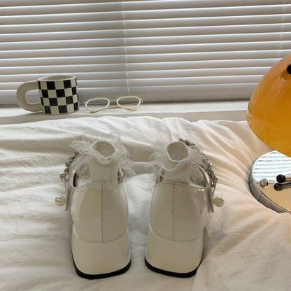 HS024 复古法式粗跟玛丽珍鞋