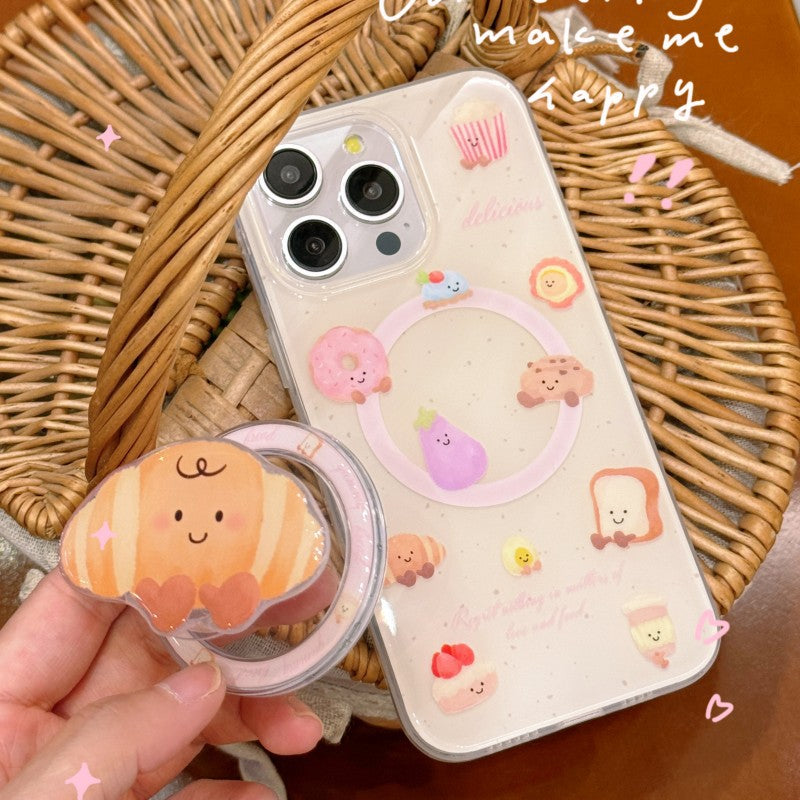 CC022 可爱牛角包磁吸手机壳