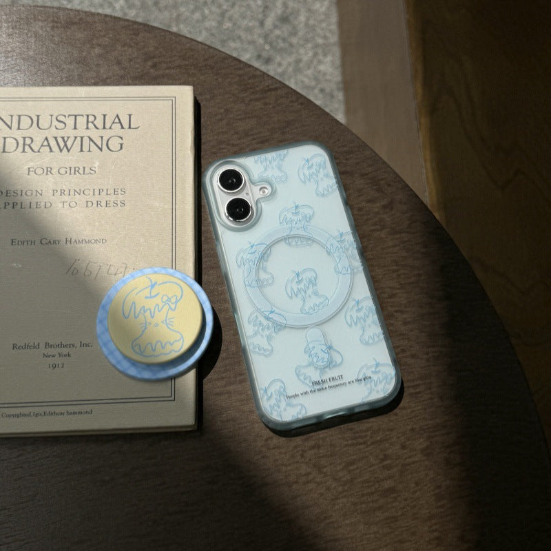 CC005 雾霾蓝线条苹果磁吸手机壳