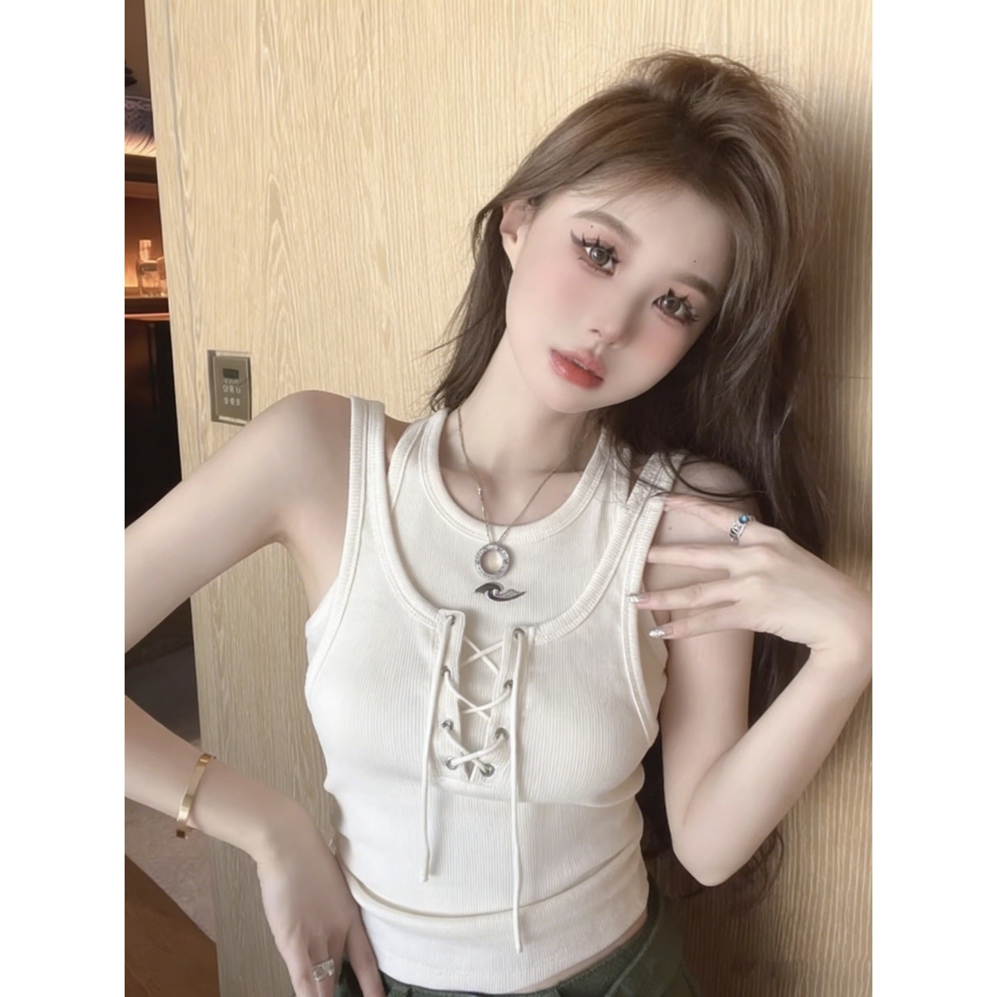 TB023 美式性感纯欲风吊带背心