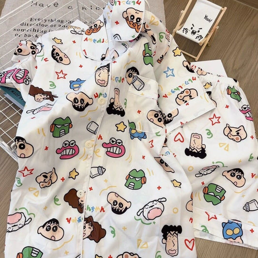 SW032 牛奶丝蜡笔小新睡衣套装