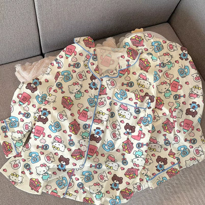 SW030 牛奶丝长袖睡衣套装