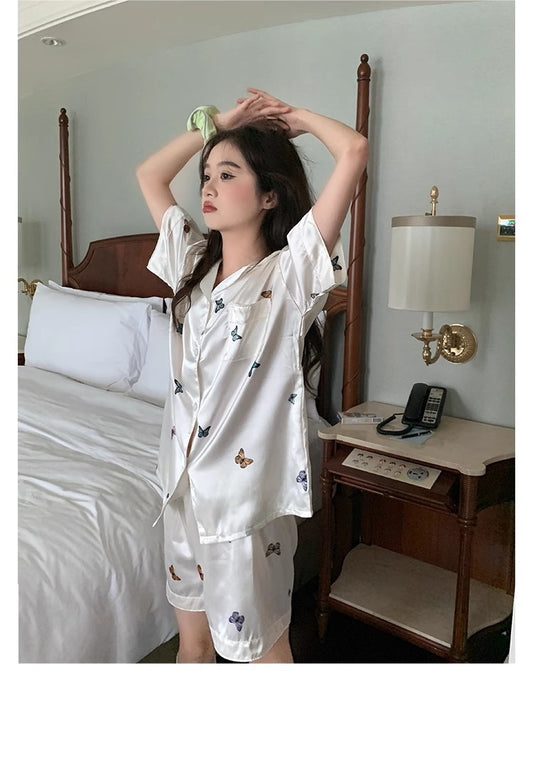 SW040 冰丝蝴蝶睡衣套装