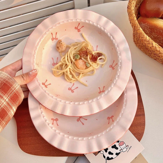 W018 蝴蝶结陶瓷盘子