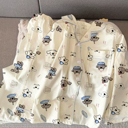 SW030 牛奶丝长袖睡衣套装