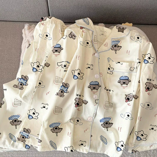 SW030 牛奶丝长袖睡衣套装