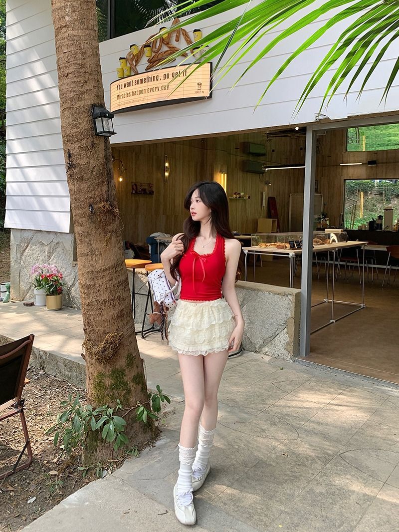 TB017 挂脖蕾丝吊带小背心