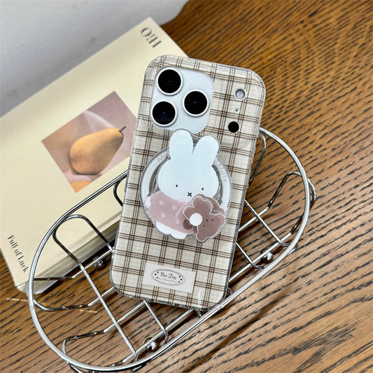 CY062 秋冬格纹米菲兔磁吸手机壳