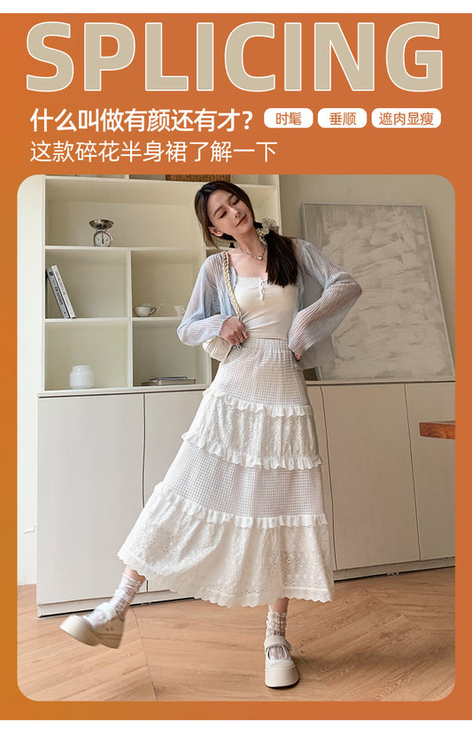 BB022 白色碎花蛋糕裙