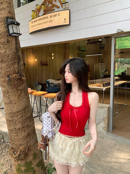 TB017 挂脖蕾丝吊带小背心
