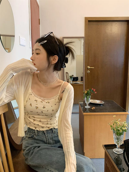 TP057 蝴蝶结蕾丝法式碎花小吊带