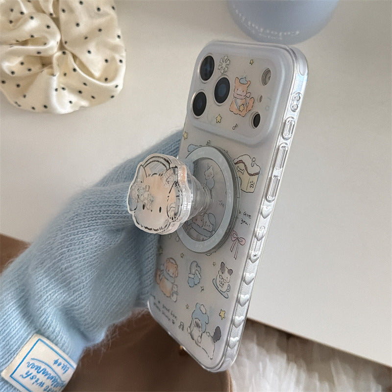 CY043 蓝围巾小猫雪人磁吸手机壳