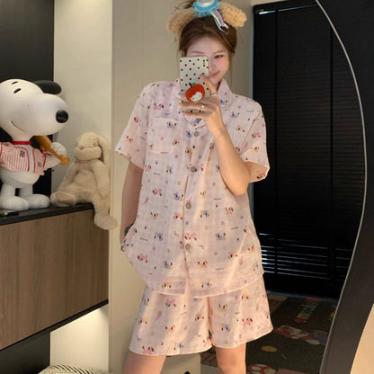 SW012 Ins云朵棉短袖套装