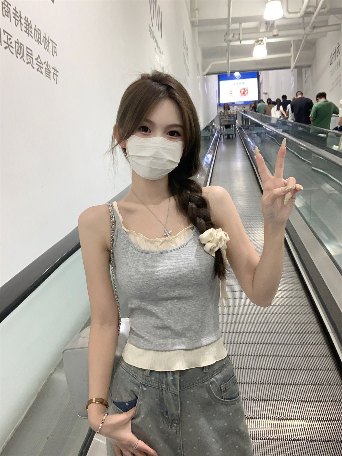 TB021 撞色假两件带胸垫背心