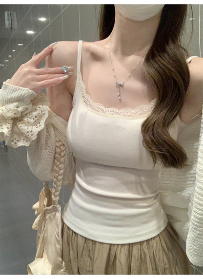 TB009 带胸垫蕾丝花边背心