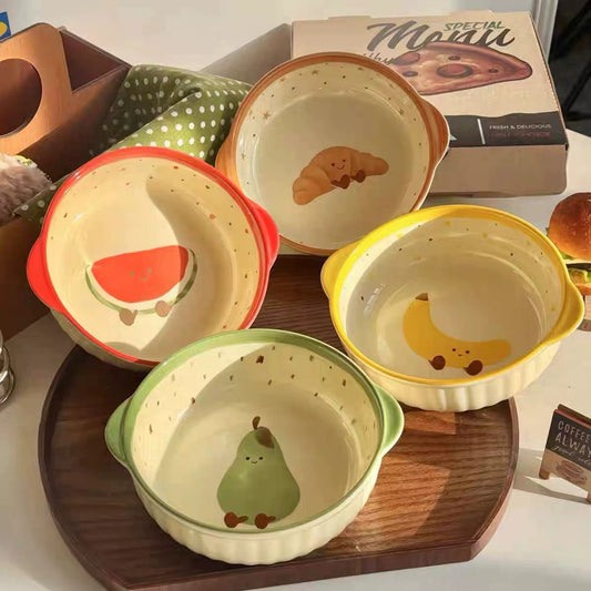 W011 水果可颂陶瓷面碗