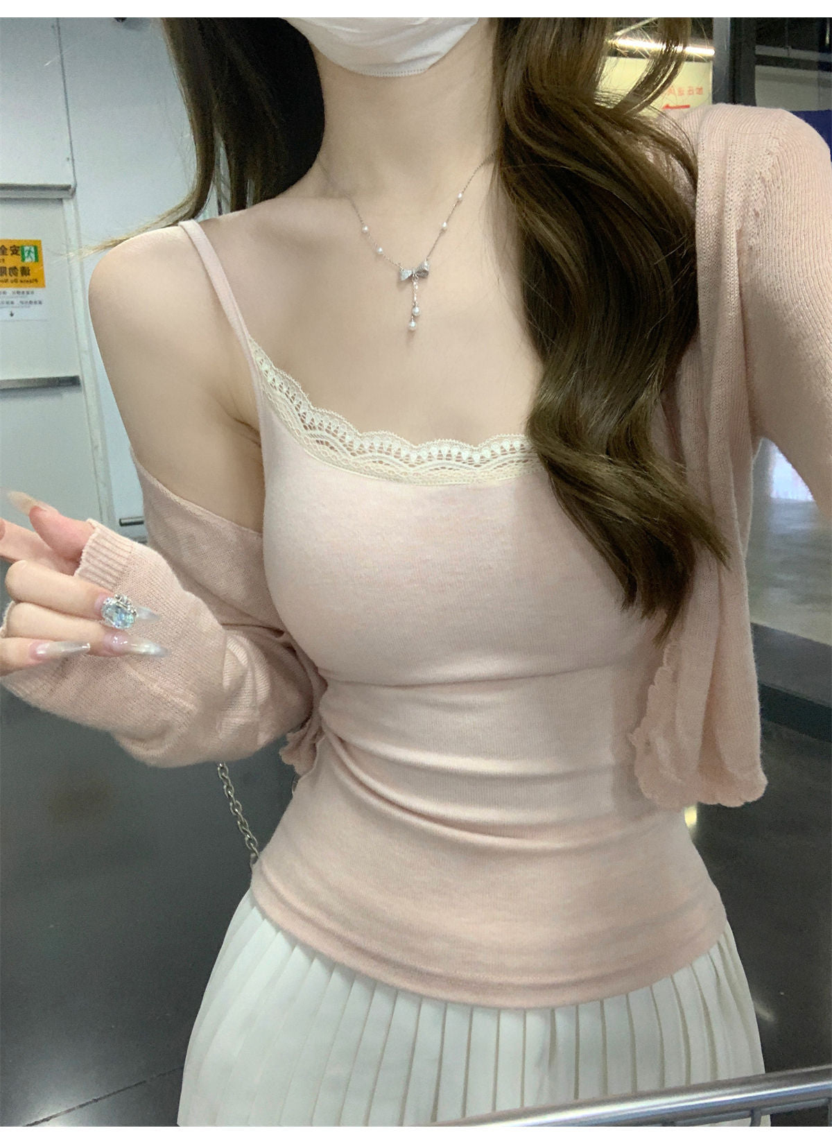 TB009 带胸垫蕾丝花边背心