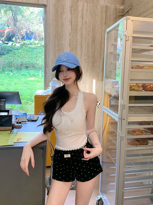 TB017 挂脖蕾丝吊带小背心