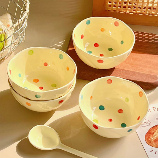 W020 彩色波点陶瓷碗