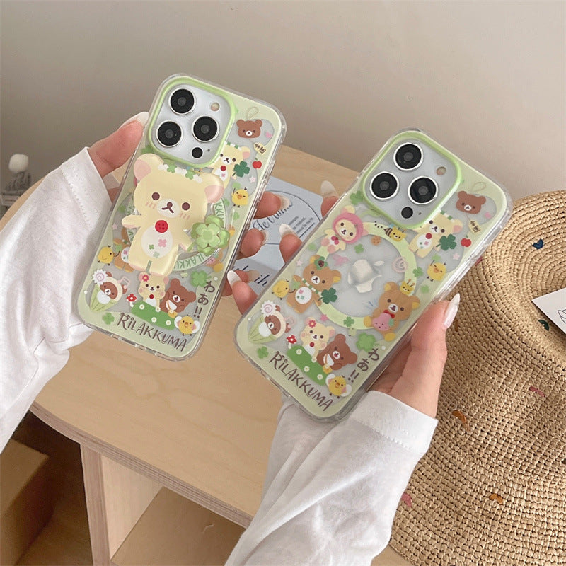CY027 四叶草小熊磁吸手机壳